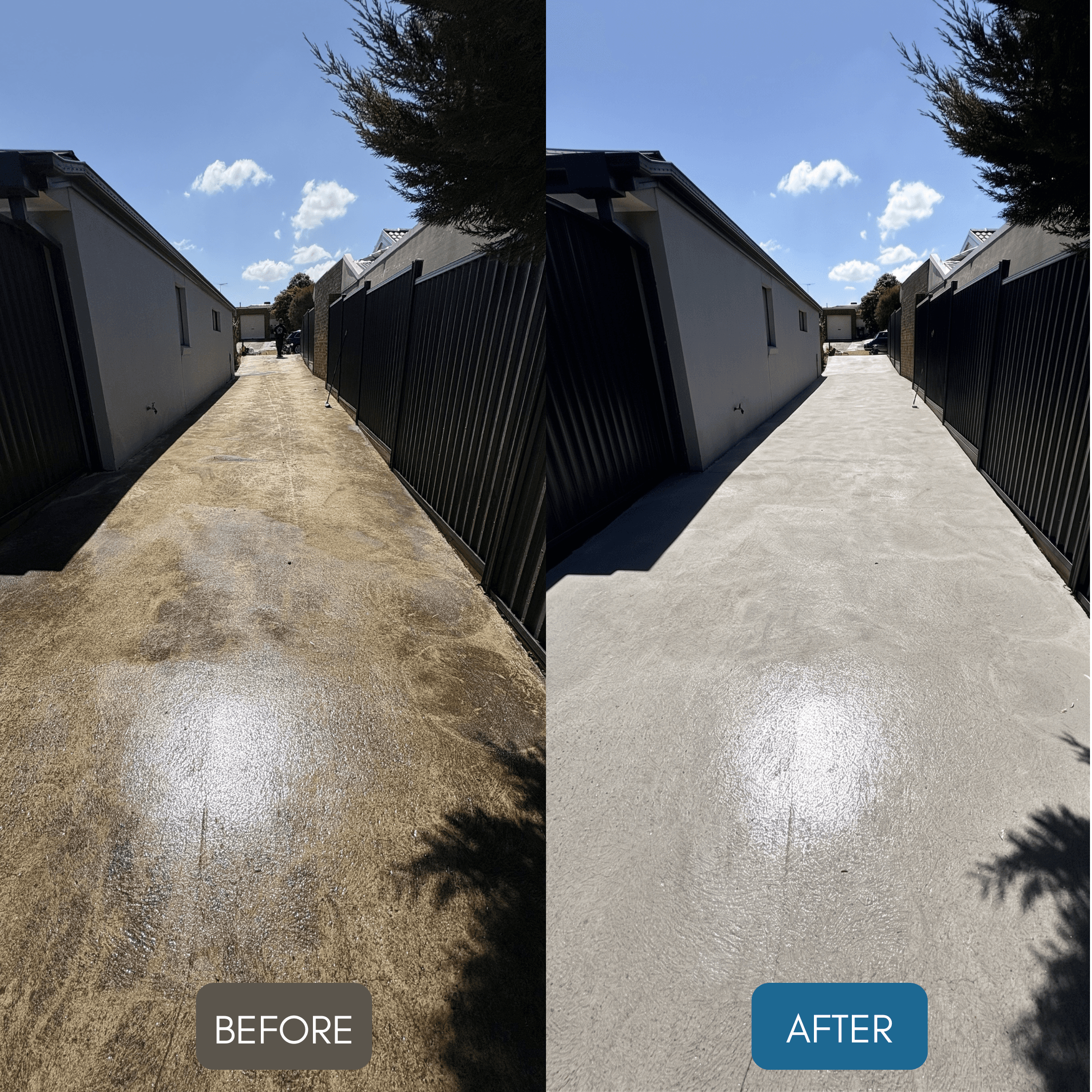 Before and after pressure cleaning comparison
